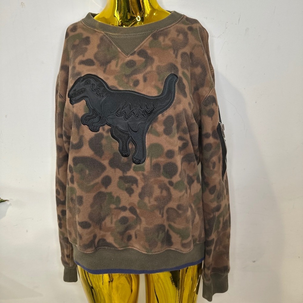 Coach 1941 Rare Rexy Dinosaur Camo Leopard Sweatshirt Brown Cotton  22093 Small
